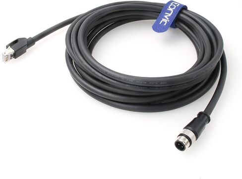Eonvic M12 to RJ45 Ethernet Cable 4 Pin Male D-Code Cat5e Shielded Waterproof Network Cable Industrial Camera Ethernet/Profinet/IP/EtherCat (2M, Black) in Saudi Arabia
