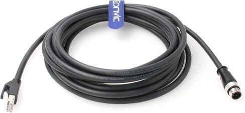 Eonvic M12 to RJ45 Ethernet Cable 4 Pin Male D-Code Cat5e Shielded Waterproof Network Cable Industrial Camera Ethernet/Profinet/IP/EtherCat (2M, Black) in Saudi Arabia
