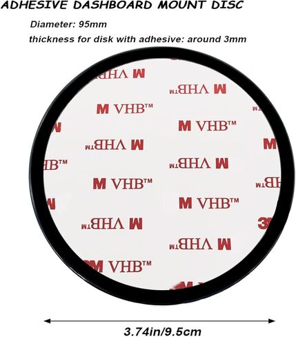 2 Pcs 95mm Adhesive Dashboard Mat Mounting Disc,3.74" Universal Suction Cup Mounting Disc for Dashcam Windshield Mount,GPS,Tablet,Car Phone Holder Base with Adhesion,Black(Red on White Background) in Kuwait