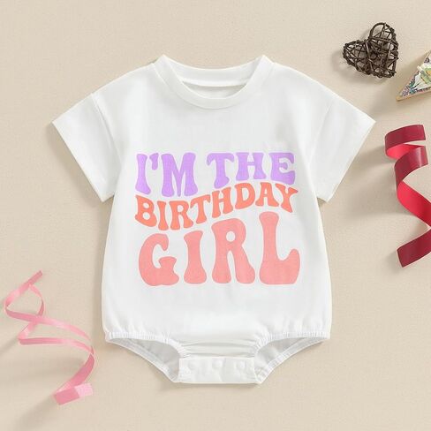 Kayotuas Baby Boy Girl First Birthday Outfits Cute Letters Tshirt Bubble Romper Short Sleeve Bodysuit 1st Birthday Clothes in Kuwait