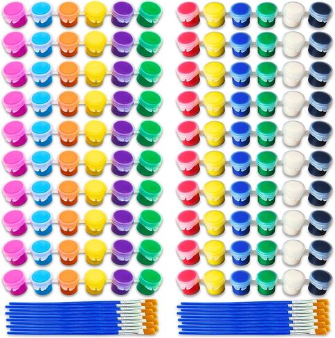 Blue Coast Customs [140 Pcs] Washable Acrylic Paint Set – Includes Brushes & 20 Strips – Tropical & Primary Colors – Perfect for Classrooms & Camps in Saudi Arabia