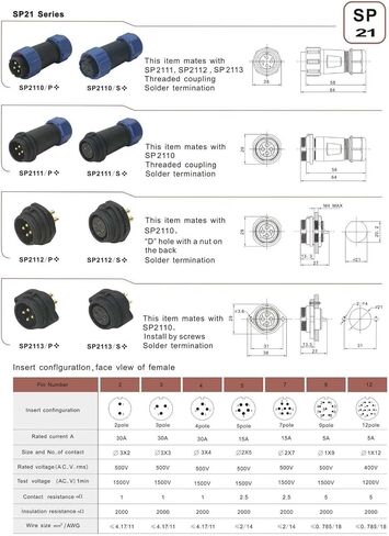 DRRI Weipu SP21 5Pin Rear-nut Mount Waterproof Quick Connect Threaded Plastic Connector for Outdoor Lights in Saudi Arabia