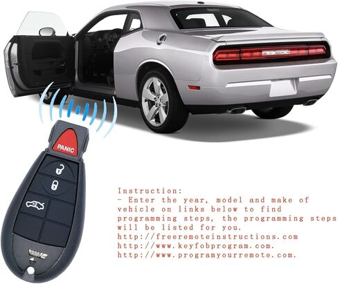 4-Button Replacement fit for Uncut Keyless Entry Remote Control Car Key Fob 08-2010 Chrysler 300/08-2012 Dodge Charger Journey Durango/08-2014 Grand Caravan /Challenger M3N5WY783X IYZ-C01C 433MHz in Kuwait