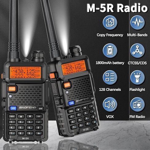 BAOFENG Ham Radio M-5R Handheld Two Way Radio (Upgraded of UV-5R) Long Range Walkie Talkies for Adults,Copy Frequency, AirBand 5RX 2 Way Radio with Earpiece 771 Antenna Battery Full Kit in Saudi Arabia