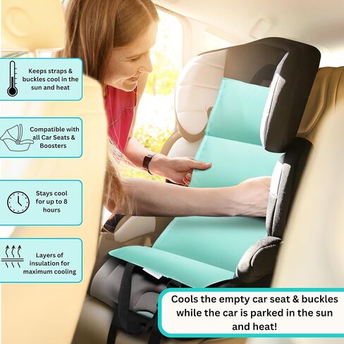Car Seat Ccooler Pad with Reusable Ice Packs. Keeps Car Seat Buckles and Belts Cool When Car is Parked in The Sun and Heat - Grey in Saudi Arabia