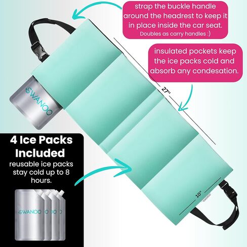 Car Seat Ccooler Pad with Reusable Ice Packs. Keeps Car Seat Buckles and Belts Cool When Car is Parked in The Sun and Heat - Grey in Saudi Arabia