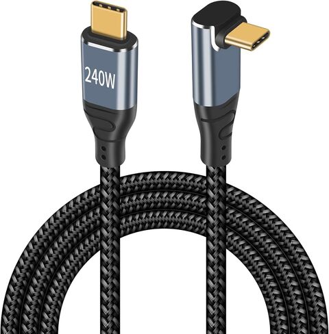 Poyiccot 240W USB C Cable 90 Degree, 10ft Type C to Type C Cable, 90 Degree USB C Cable PD 3.1 240W USB C Charger Cable Up Down Angle with E-Mark Chip for MacBook,Galaxy S20,SSD in Kuwait