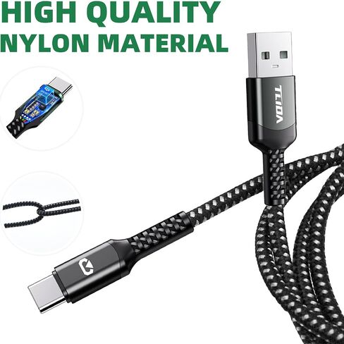 USB C إلى USB-A كابل شحن سريع لنقل البيانات لسلك الشاحن، نايلون مضفر من النوع C لشحن iPhone 15/15 Pro Max، Samsung Galaxy، iPad Pro، الأجهزة اللوحية، أجهزة الكمبيوتر المحمولة، بنك الطاقة، 3.3 قدم in Saudi Arabia