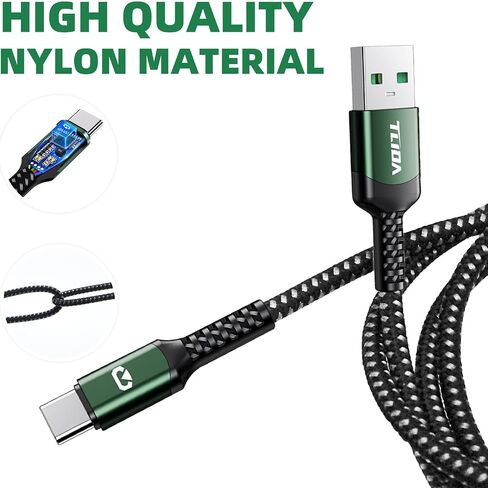 USB C إلى USB-A كابل شحن سريع لنقل البيانات لسلك الشاحن، نايلون مضفر من النوع C لشحن iPhone 15/15 Pro Max، Samsung Galaxy، iPad Pro، الأجهزة اللوحية، أجهزة الكمبيوتر المحمولة، بنك الطاقة، 3.3 قدم in Saudi Arabia