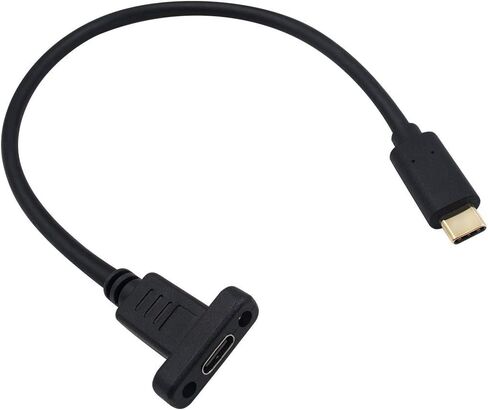 Poyiccot USB C Male to Female Extension Cable 1feet/30cm, Right& Left Angled 90 Degree USB 3.1 Type C Extender Charging & Sync Cable with Panel Mount Screw Hole for Charging & Sync (USB C Right M/F) in Saudi Arabia