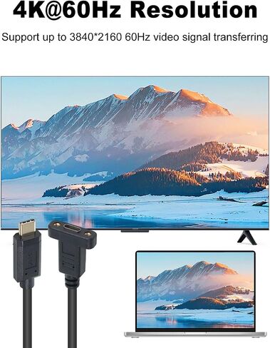 Poyiccot USB C Male to Female Extension Cable 1feet/30cm, Right& Left Angled 90 Degree USB 3.1 Type C Extender Charging & Sync Cable with Panel Mount Screw Hole for Charging & Sync (USB C Right M/F) in Saudi Arabia