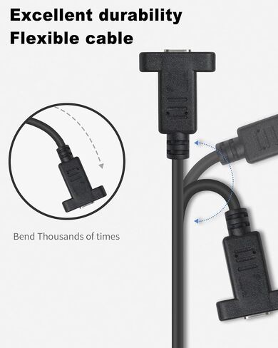 Poyiccot USB C Male to Female Extension Cable 1feet/30cm, Right& Left Angled 90 Degree USB 3.1 Type C Extender Charging & Sync Cable with Panel Mount Screw Hole for Charging & Sync (USB C Right M/F) in Saudi Arabia
