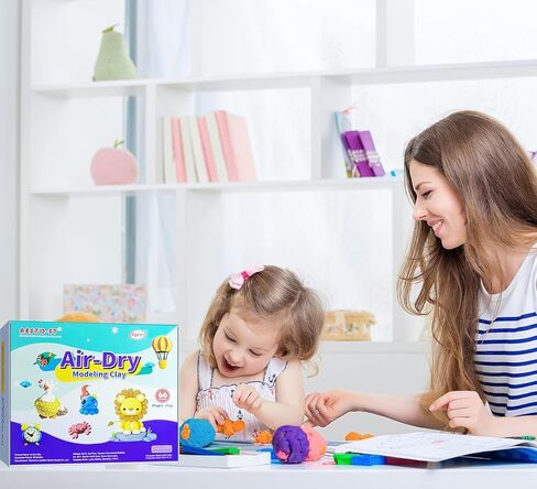 Air Dry Clay 56 Colors, Modeling Clay for Kids, DIY Model Magic Clay, Molding Clay Kit with Sculpting Tools, Non-Sticky Soft and Super Light, Arts and Crafts Gift for Boys Girls Kids. in Saudi Arabia