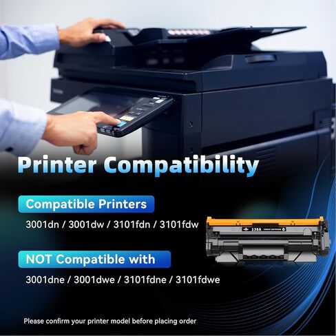 138A (مع رقاقة) خرطوشة حبر سوداء بديلة لخراطيش الحبر HP 138A W1380A 138X W1380X لطابعة HP Laser Jet Pro 3001dw 3001dn 3101fdw 3101fdn (عبوتان) in Kuwait