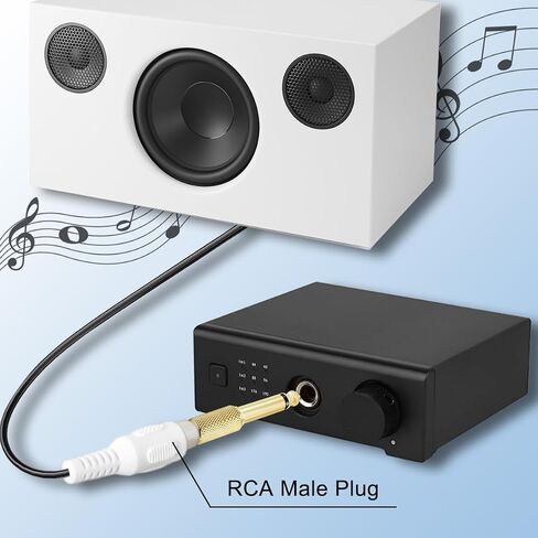 RCA إلى 6.35 مم 1/4 بوصة مقبس مقبس أحادي ذكر إلى RCA أنثى محول الصوت موصل لخلاط أمبير مضخم الصوت، مطلي بالذهب، 6 قطع in Saudi Arabia