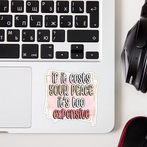 (3 pcs) If It Costs Your Peace It's Too Expensive Motivational Sticker for Tumbler Funny Sarcastic Phrase Inspirational Quote Vinyl Decal for Kindle Laptop Water Bottle Phone Hard Hat - 2.8x3 in Saudi Arabia