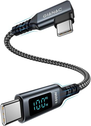 100W USB C to USB C Charger Cable [2M] 90 Degree USB C Cable Fast Charging with LED Display PD 5A Phone Charger Cable for MacBook Pro/MacBook Air/iPad ProHuawei/iPhone 15/Tablet Google in Saudi Arabia