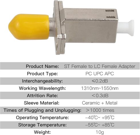 1 Pack SingleMode Simplex ST/UPC Female to LC/UPC Female Fiber Optic Adapter Connector Simplex Hybrid Optical Adapter/Coupler, Flange-Type Adapter in Saudi Arabia