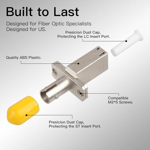 1 Pack SingleMode Simplex ST/UPC Female to LC/UPC Female Fiber Optic Adapter Connector Simplex Hybrid Optical Adapter/Coupler, Flange-Type Adapter in Saudi Arabia