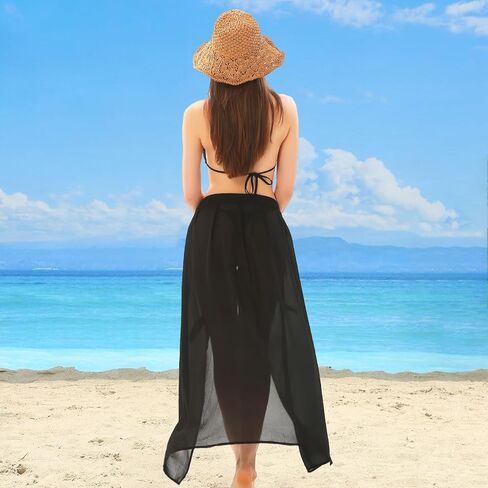 Womens Sarong Beach Coverups Chiffon Long Bikini Sheer Wrap Skirt Bathing Suit in Kuwait