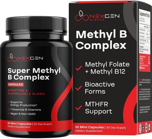 Methylated B Complex Vitamin Supplement - Bioactive Methyl B Complex with 5-MTHF Methyl Folate & B12 Methylcobalamin for Brain Heart Energy & Homocysteine Support - Super Vitamin B Complex - 60 Caps in Saudi Arabia