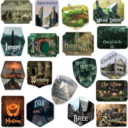 Lord of The Rings Location Badges 50ct Vinyl Large Deluxe Stickers Variety Pack - Laptop, Water Bottle, Scrapbooking, Tablet, Skateboard, Indoor/Outdoor in Saudi Arabia