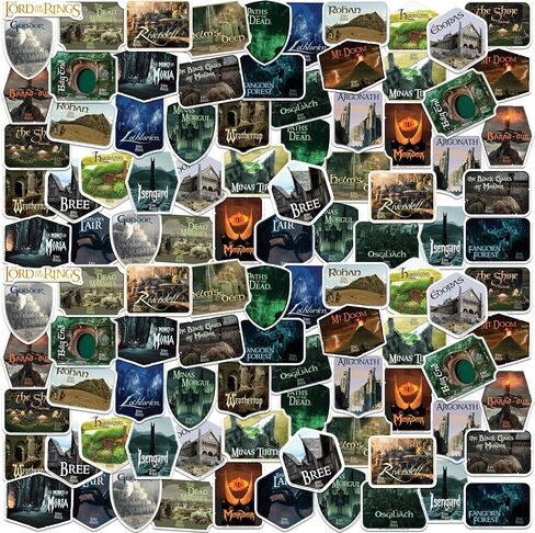 Lord of The Rings Location Badges 50ct Vinyl Large Deluxe Stickers Variety Pack - Laptop, Water Bottle, Scrapbooking, Tablet, Skateboard, Indoor/Outdoor in Saudi Arabia