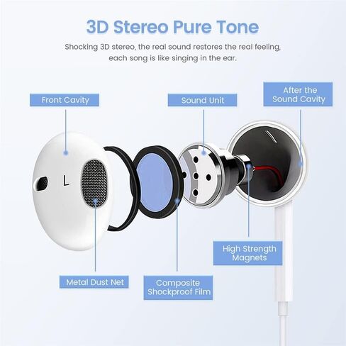 2 Packs-for iPhone Headphones Wired Earbuds/Earphones Nosie Reduction Built-in Microphone & Volume Control Headsets Compatible with iPhone 14/13/12/11/XR/XS/X/8/7/SE/Pro/Pro Max in Saudi Arabia