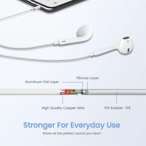 2 Packs-for iPhone Headphones Wired Earbuds/Earphones Nosie Reduction Built-in Microphone & Volume Control Headsets Compatible with iPhone 14/13/12/11/XR/XS/X/8/7/SE/Pro/Pro Max in Saudi Arabia