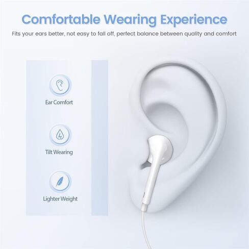 2 Packs-for iPhone Headphones Wired Earbuds/Earphones Nosie Reduction Built-in Microphone & Volume Control Headsets Compatible with iPhone 14/13/12/11/XR/XS/X/8/7/SE/Pro/Pro Max in Saudi Arabia