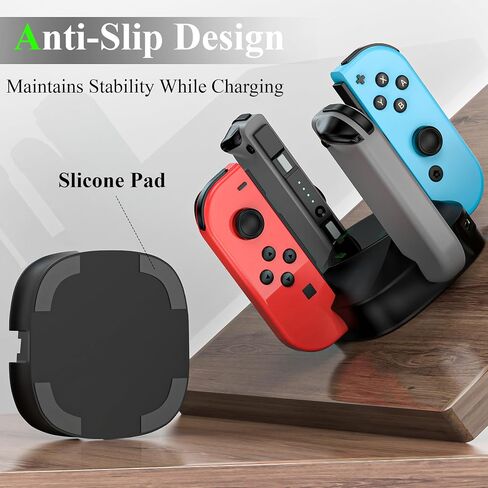قاعدة شحن وحدة تحكم VR&AR لجهاز Nintendo Switch Joycon، شاحن وحدة تحكم 4 في 1 متوافق مع Joy Con لجهاز Nintendo Switch & Switch OLED، مع مؤشر LED وكابل شحن in Saudi Arabia
