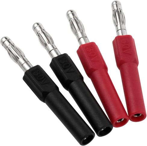 8PCS Banana Plug 4mm Male to Female 2mm Connector Extender 30VAC/60VDC Max.10A Copper Black and Red in Saudi Arabia