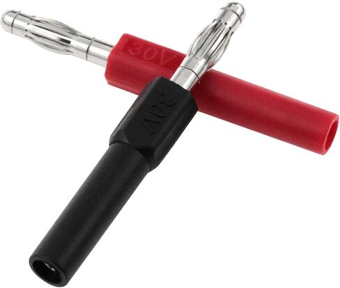 8PCS Banana Plug 4mm Male to Female 2mm Connector Extender 30VAC/60VDC Max.10A Copper Black and Red in Saudi Arabia
