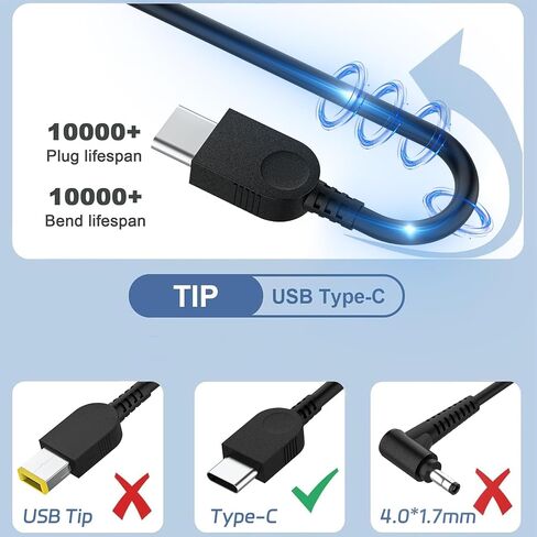 45w 20V 2.25A Type C USB C ADLX45YLC2D Ac Charger fit for Lenovo Chromebook C330 300e 100e 500e N23 Yoga, T480 T480s T580 Series Laptop Power Adapter Cord in Saudi Arabia