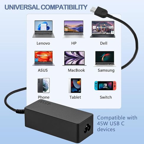 45w 20V 2.25A Type C USB C ADLX45YLC2D Ac Charger fit for Lenovo Chromebook C330 300e 100e 500e N23 Yoga, T480 T480s T580 Series Laptop Power Adapter Cord in Saudi Arabia