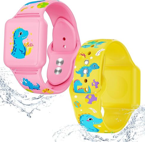 2 Pack AirTag Bracelet for Kids, Waterproof Air tag Holder for Kids with Soft Silicone Full Coverage Anti-Lost Hidden Airtag Wristband Accessories for Child (Black+Dark Blue) in Saudi Arabia