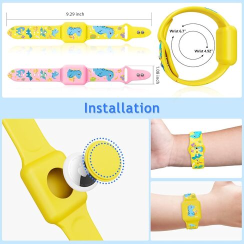 2 Pack AirTag Bracelet for Kids, Waterproof Air tag Holder for Kids with Soft Silicone Full Coverage Anti-Lost Hidden Airtag Wristband Accessories for Child (Black+Dark Blue) in Saudi Arabia