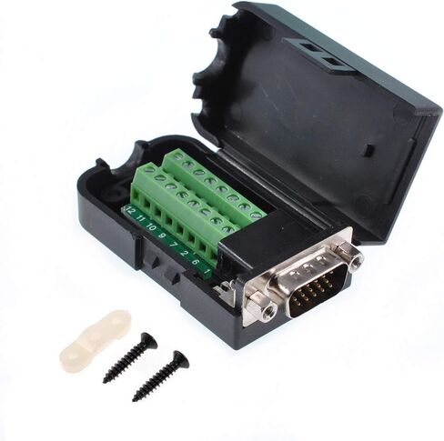 Oiyagai DB15 3+9 D-SUB VGA Male 3Row 15Pin Connector Adapter with Nut Terminal Breakout Board Connector Signal Module with Case Free Welding in Kuwait