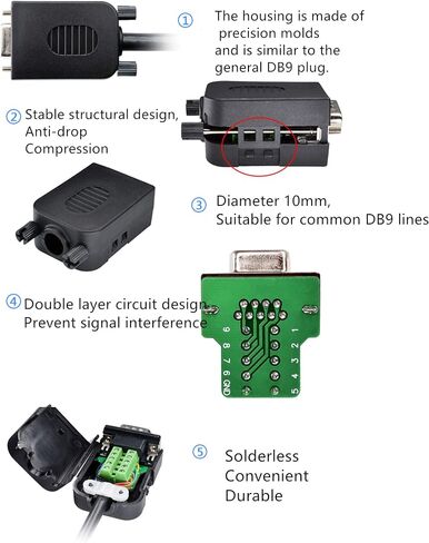 Oiyagai DB15 3+9 D-SUB VGA Male 3Row 15Pin Connector Adapter with Nut Terminal Breakout Board Connector Signal Module with Case Free Welding in Kuwait