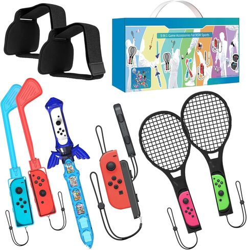 مجموعة الملحقات الرياضية من إرمورجين سويتش، مجموعة 9 في 1 للتبديل والتبديل OLED، ومقبض Joycon للألعاب الرياضية، وأشرطة الساق وحزام المعصم، ومضارب كرة الريشة، ونادي الجولف وجهاز التحكم بالسيف in Kuwait