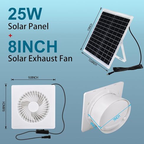 مروحة تعمل بالطاقة الشمسية، لوحة شمسية بقدرة 25 وات + مروحة تعمل بالطاقة الشمسية عالية السرعة مقاس 8 بوصات مع دعامة، ومروحة علية تعمل بالطاقة الشمسية مع محول طاقة، ومروحة عادم شمسية مقاومة للماء، ومروحة طاقة شمسية للدفيئة، والسقيفة، وحظيرة الدجاج in Kuwait