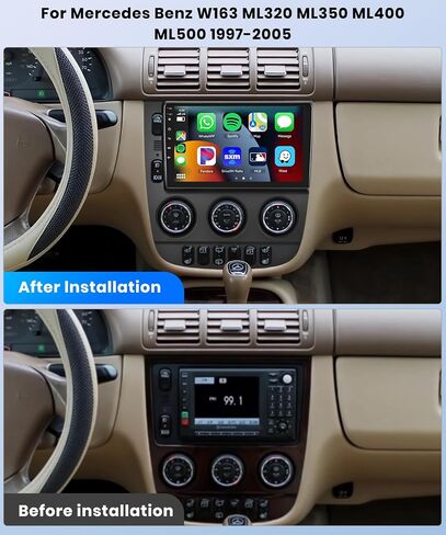 8Core 4+64G ستيريو سيارة لمرسيدس بنز W163 ML320 ML350 ML400 ML500 1997-2005 Wireless Carplay Android Auto، 9 بوصة 1280 * 720P IPS شاشة تعمل باللمس، GPS/WiFi/32band DSP صوت/بلوتوث/SWC/كاميرا احتياطية in Saudi Arabia