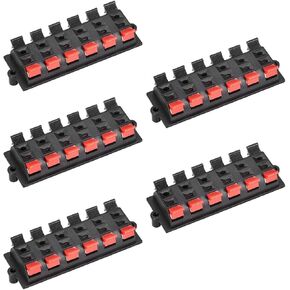 uxcell 2 Row 12 Way Spring Speaker Terminal Clip Push Release Connector Cable Terminals Strip Block WP12-03B 5Pcs