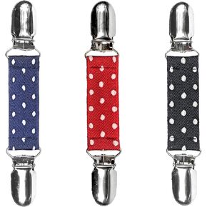 Elastic Glove Clips, Stainless Steel Mitten Clips for Toddlers, Winter Glove Clips for Kids, Toddlers and Adults with Wide Application (Dot and stripe-4PCS, 3/4 inch)