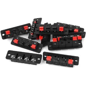 Xiaoyztan 10 Pcs 4-Way Speaker Spring Clip Audio Terminals Red Black Push Release Connector