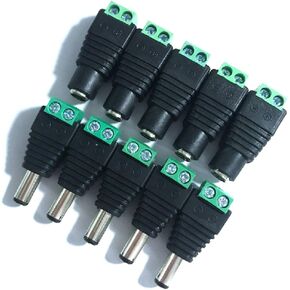 Male Female DC Power Plug Connector 2.5 x 5.5/2.1x5.5 (Screw Fastening Type) Needn't Welding DC Plug Adapter,10pcs/Set (Female Plug Connector 2.5x5.5mm)