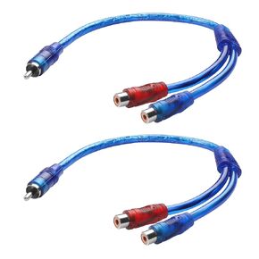 YAODHAOD RCA Y Splitter Cable, RCA 1 Female to 2 Male Audio Video Cable,Short RCA Audio Speaker Splitter Cable for Subwoofer, Car Radio, Amplifier, TV - 9.8inch (2 Pack)(1 Female to 2 Male)