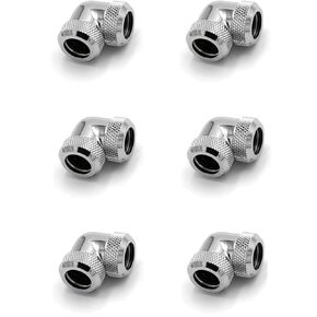 Osprey 6 Pack G1/4" Thread Female to Female Compression Fittings, Brass and Nickel 90° Rotary Extender Fitting, 90 Degree Angle Adapter Connecter for Computer Water Cooling System (White, 12MM OD)