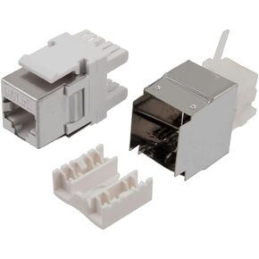NavePoint 180 Degree CAT5E Keystone Jack, RJ45 Female, 25 Pack, FTP Shielded