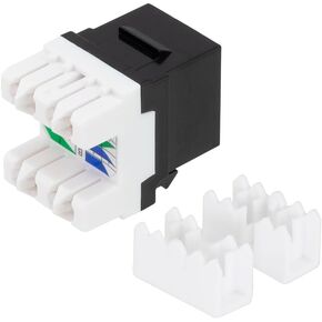NavePoint CAT5E Keystone Jack, Snap-in, 180-Degree Termination, Thermoplastic, Black, 50-Pack, CE Compliant